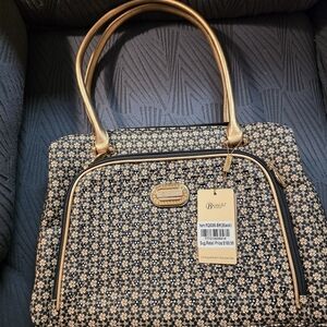 Elegant Floral Tote with Gold Accents
